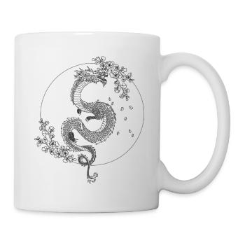 schwarzer Drache - Tasse - Weiß - Rechts