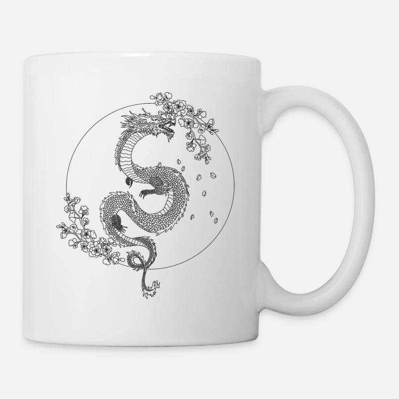 schwarzer Drache - Tasse - Weiß
