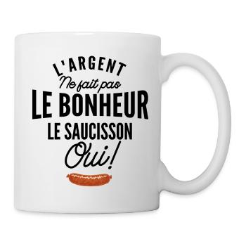 l'argent ne fait pas le bonheur le saucisson oui - Mug blanc - blanc - Droite