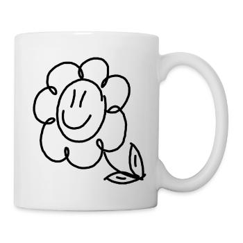 Blümchen süße Blume Strichzeichnung - Tasse - Weiß - Rechts