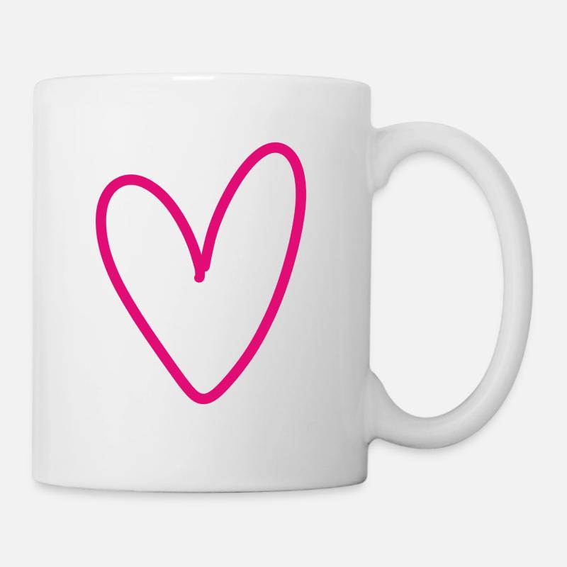 Rosa Herz Gemalt - Tasse - Weiß