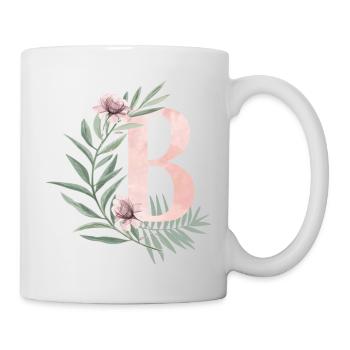Buchstabe B mit Blumen - Tasse - Weiß - Rechts