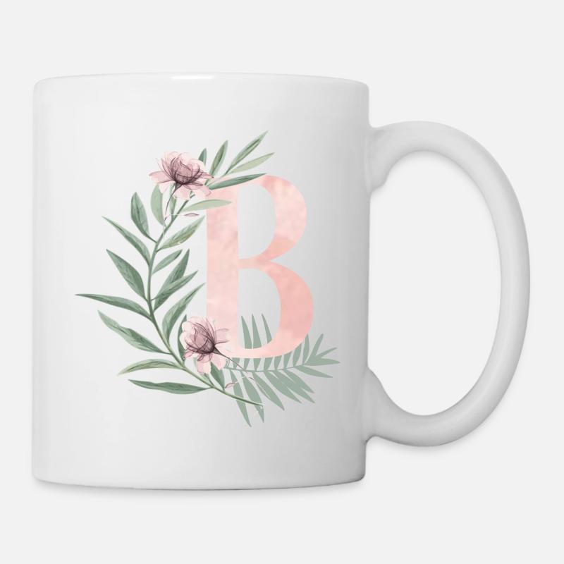 Lettre B avec des fleurs - Mug blanc - blanc