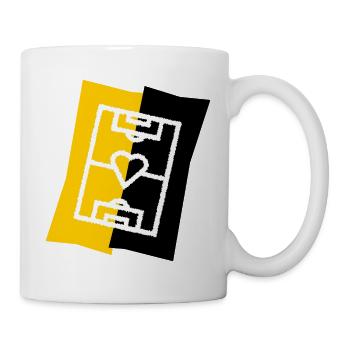 Soccer field with heart club colors yellow black - Mug - white - Right