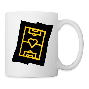 Soccer field with heart club colors yellow black - Mug - white - Right