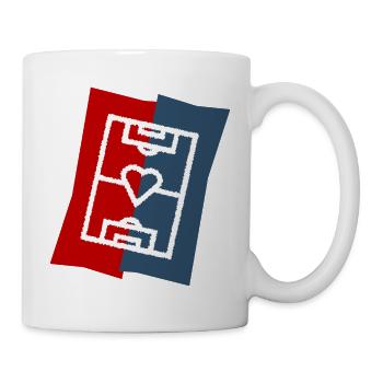 terrain de football avec coeur couleurs de club rouge bleu - Mug blanc - blanc - Droite