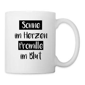 Sonne im Herzen Wein im Blut Freunde Trinken - Tasse - Weiß - Rechts