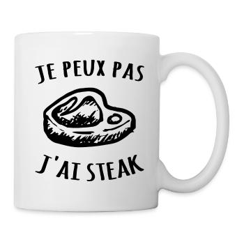 Je peux pas j'ai steak - viande bœuf boucher resto - Mug blanc - blanc - Droite