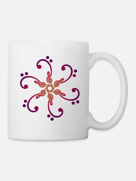 Music, mandala, clef, bass clef, bass - Mug - white