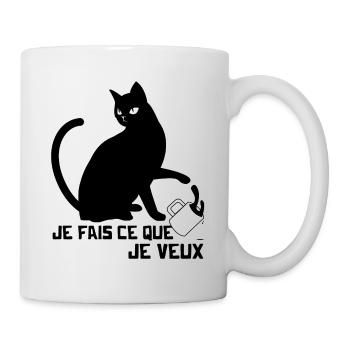 Cadeau Chat Noir Je fais ce que je Veux - Mug blanc - blanc - Droite