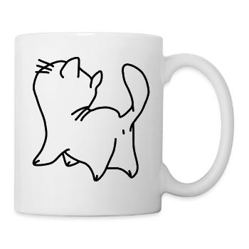 Katze Kätzchen Klein - Tasse - Weiß - Rechts