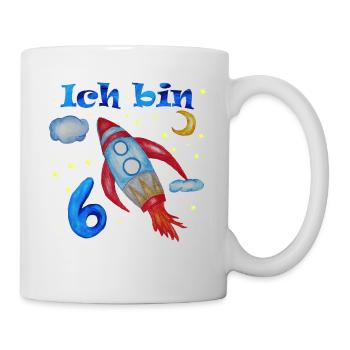 Rakete, Ich bin 6 Rakete - Tasse - Weiß - Rechts