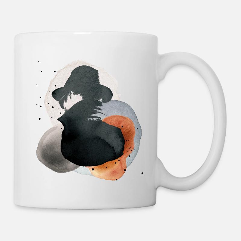 männliche Silhouette mit Fedora Hut und Mantel - Tasse - Weiß
