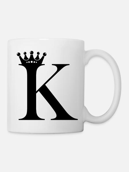 lettre K couronne - Mug blanc - blanc