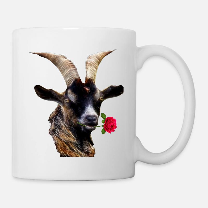 Chèvre romantique avec une rose - Mug blanc - blanc