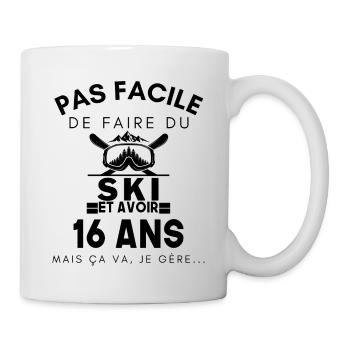 Pas facile de faire du ski anniversaire 16 ans SKI - Mug blanc - blanc - Droite