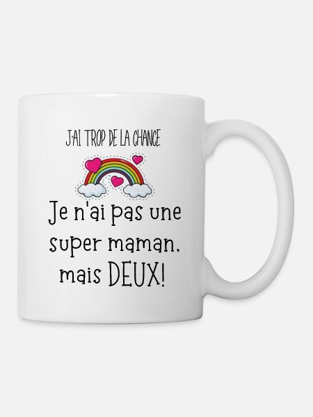 deux mamans trop de la chance -maman lesbienne - Mug blanc - blanc