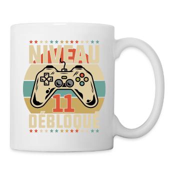 Niveau 11 ans anniversaire débloqué gamer cadeau - Mug blanc - blanc - Droite