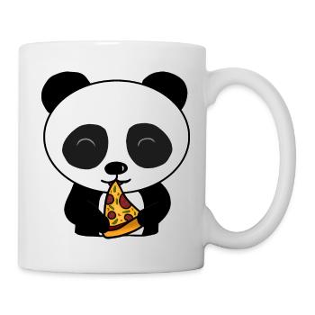 Ours mignon de panda mangeant la pizza - Mug blanc - blanc - Droite