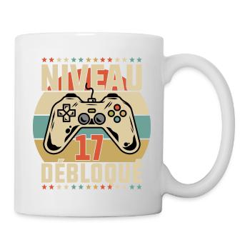 Niveau 17 ans anniversaire débloqué gamer cadeau - Mug blanc - blanc - Droite
