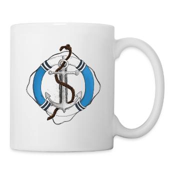 Anchor life ring sailor coastal child - Mug - white - Right