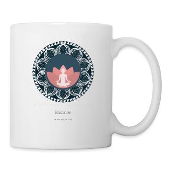 Balance in the Mandala: Lotus Flower & Yoga Symbol - Mug - white - Right