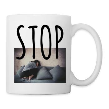 Stop aux violences conjugales,stop aux féminicides - Mug blanc - blanc - Droite