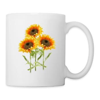 Drei Sonnenblumen - Tasse - Weiß - Rechts