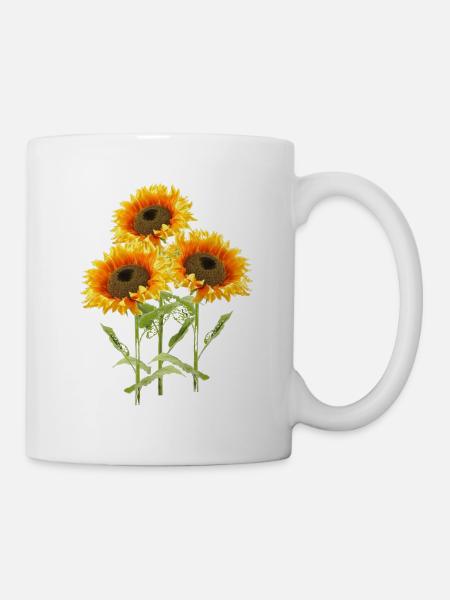Drei Sonnenblumen - Tasse - Weiß