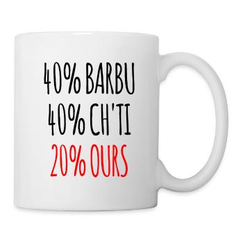 40% Barbu 40% ch'ti 20% Ours Cadeau Homme - Mug blanc - blanc - Droite