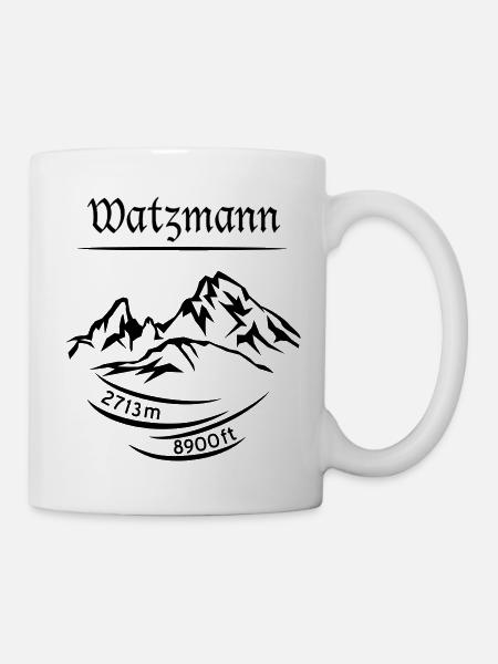 Der Berg Watzmann, Höhe 2713 m ermittelt - schwarz - Tasse - Weiß