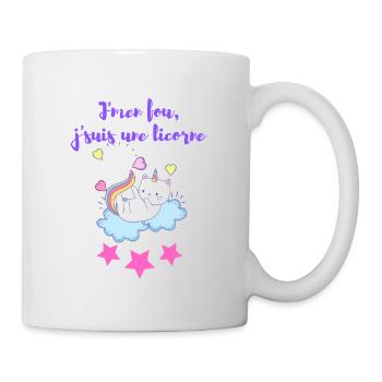j'men fou j'suis une licorne - Mug blanc - blanc - Droite