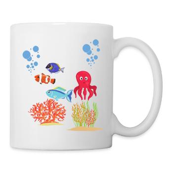 Marine Animal Coral Octopus Underwater World Octopus - Mug - white - Right