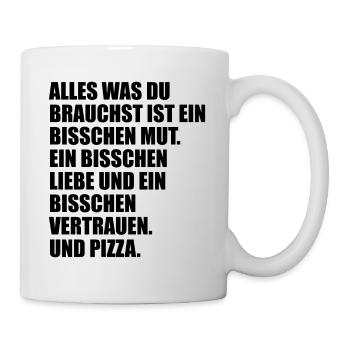 mut und pizza - Tasse - Weiß - Rechts
