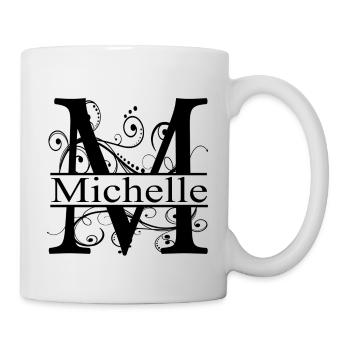 Monogramm mit dem Vornamen Michelle - Tasse - Weiß - Rechts