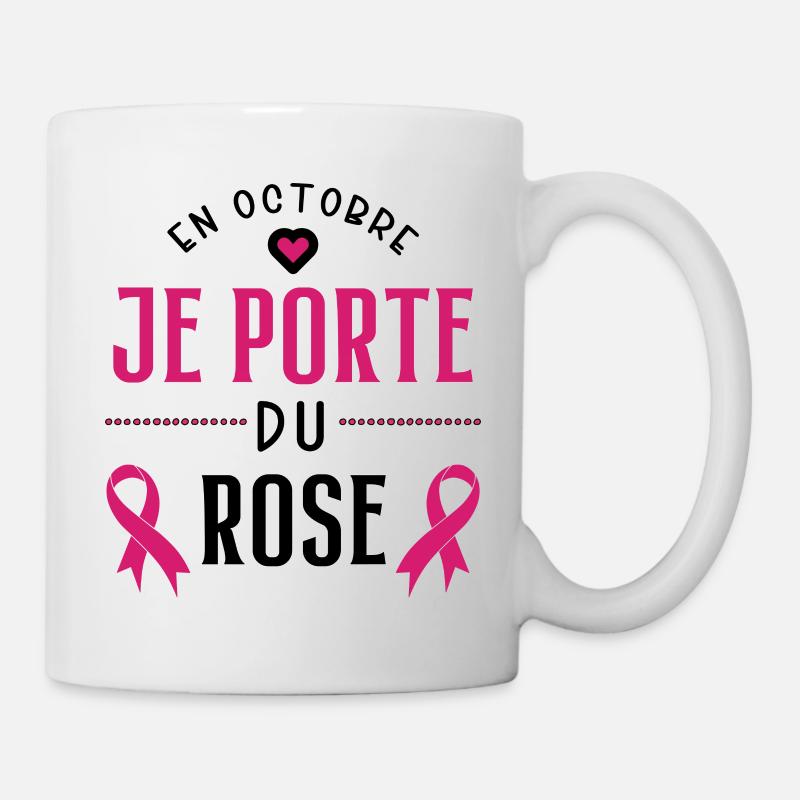 En octobre je porte du rose cadeau octobre rose - Mug blanc - blanc