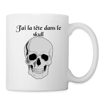 j ai la tète dans le skull texte noir vintage - Mug blanc - blanc - Droite