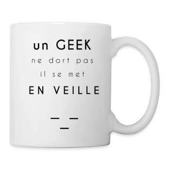 Blague un geek ne dort pas il se met en veille - Mug blanc - blanc - Droite