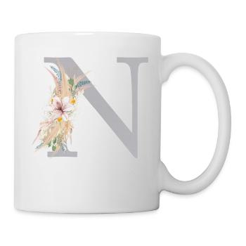 Personalisierbar Monogramm Watercolour Floral N - Tasse - Weiß - Rechts