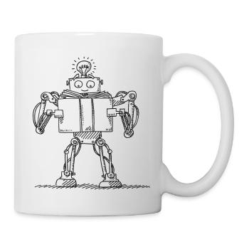 Roboter Buch Lesen Maschinenlernen KI Symbol - Tasse - Weiß - Rechts