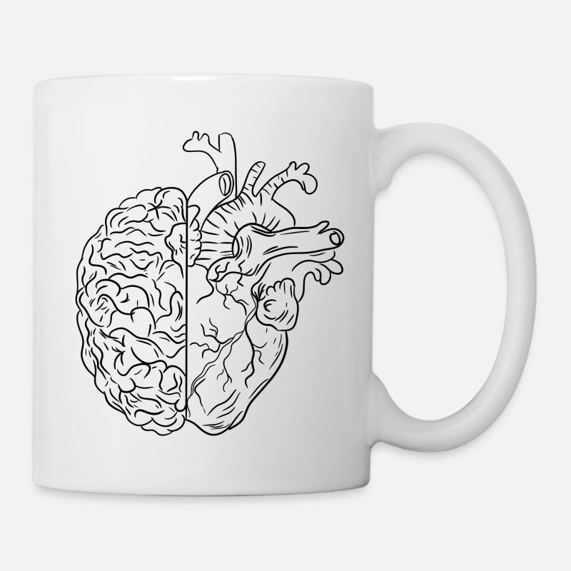 Mit Herz und Hirn - Tasse - Weiß