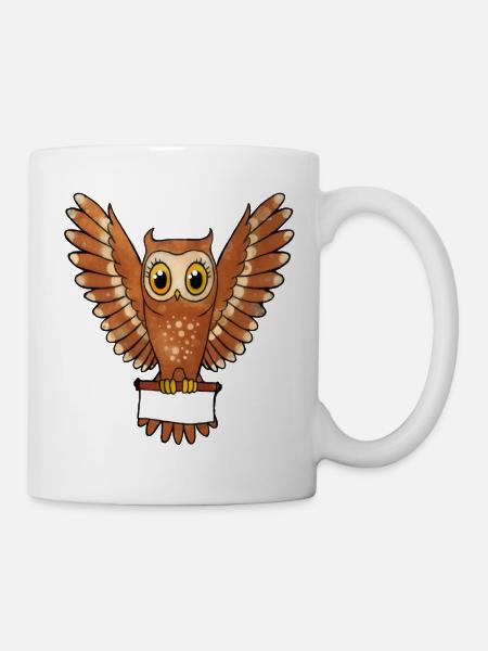 Eule Kinder Baby personalisierbar - Tasse - Weiß