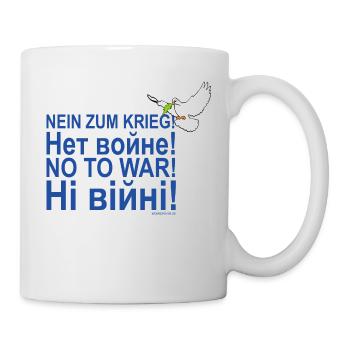 NEIN ZUM KRIEG! (BLAU) - Tasse - Weiß - Rechts