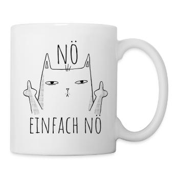 Nö Einfach Nö Katze Mittelfinger Lustig Ironisch - Tasse - Weiß - Rechts