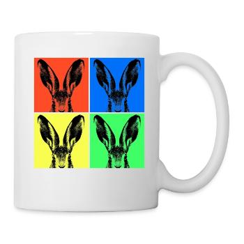Osterhase Hase Pop Art zu Ostern zum Osterfest - Tasse - Weiß - Rechts