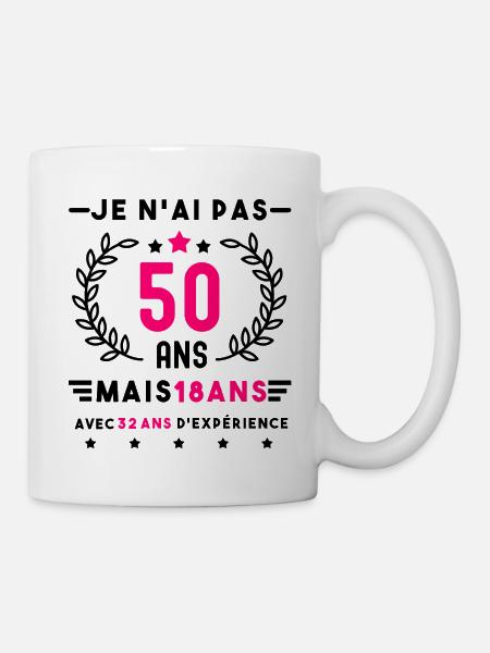 cadeau anniversaire 50 ans femme humour - Mug blanc - blanc