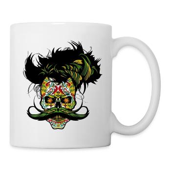 hipster skulls tete de mort crane mexicain moustac - Mug blanc - blanc - Droite