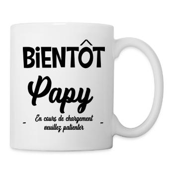 Bientôt papy veuillez patienter - Mug blanc - blanc - Droite