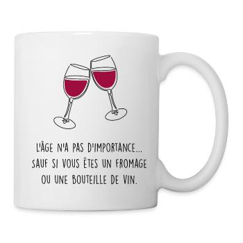 Anniversaire vin fromage - Mug blanc - blanc - Droite