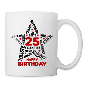 Geburtstag Frau 25 Happy Birthday Wife Women Best - Tasse - Weiß - Rechts
